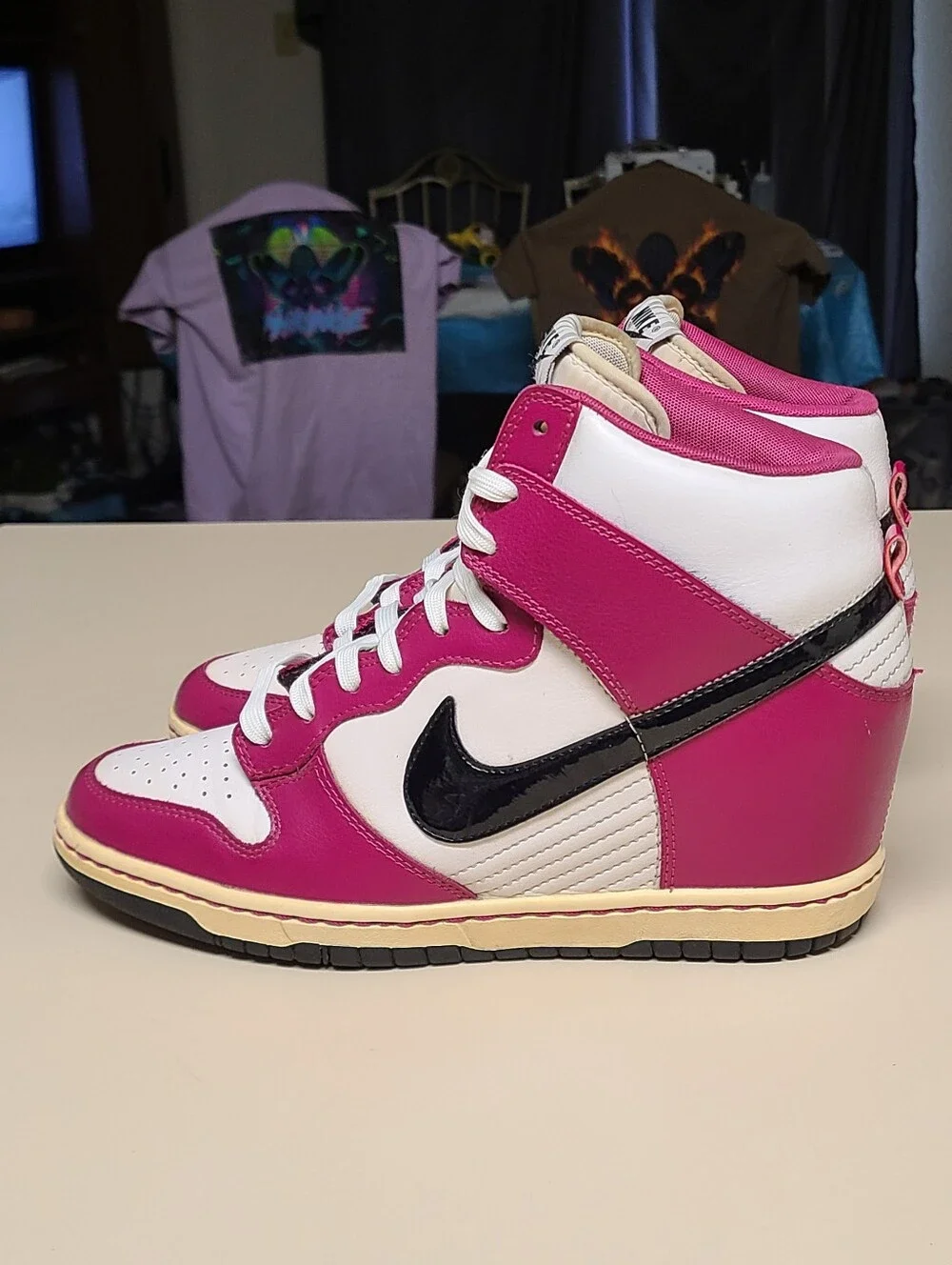 Nike Dunk Sky Hi Bright Magenta high top wedge skateboard sneakers size 10